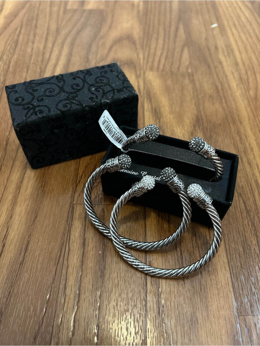 Kohl's Genuine Crystal Silver Plated Twisted Cuff Bracelets